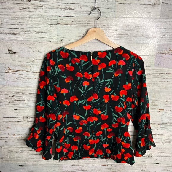 Karl lagerfeld blouse black red floral size 4 - Picture 10 of 10